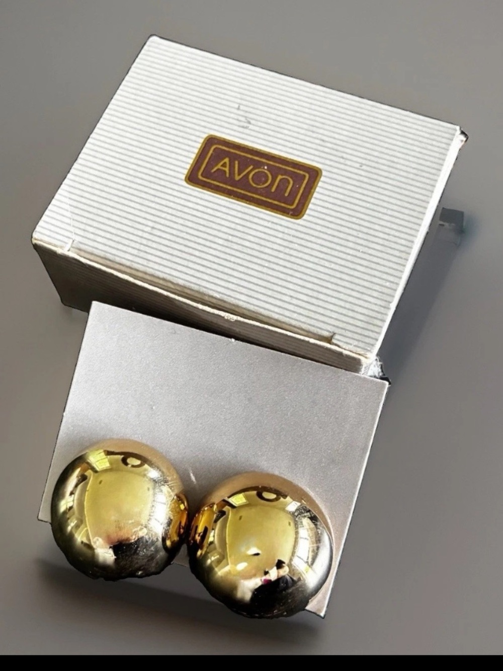 Avon Gold Dome Button Stud Earrings